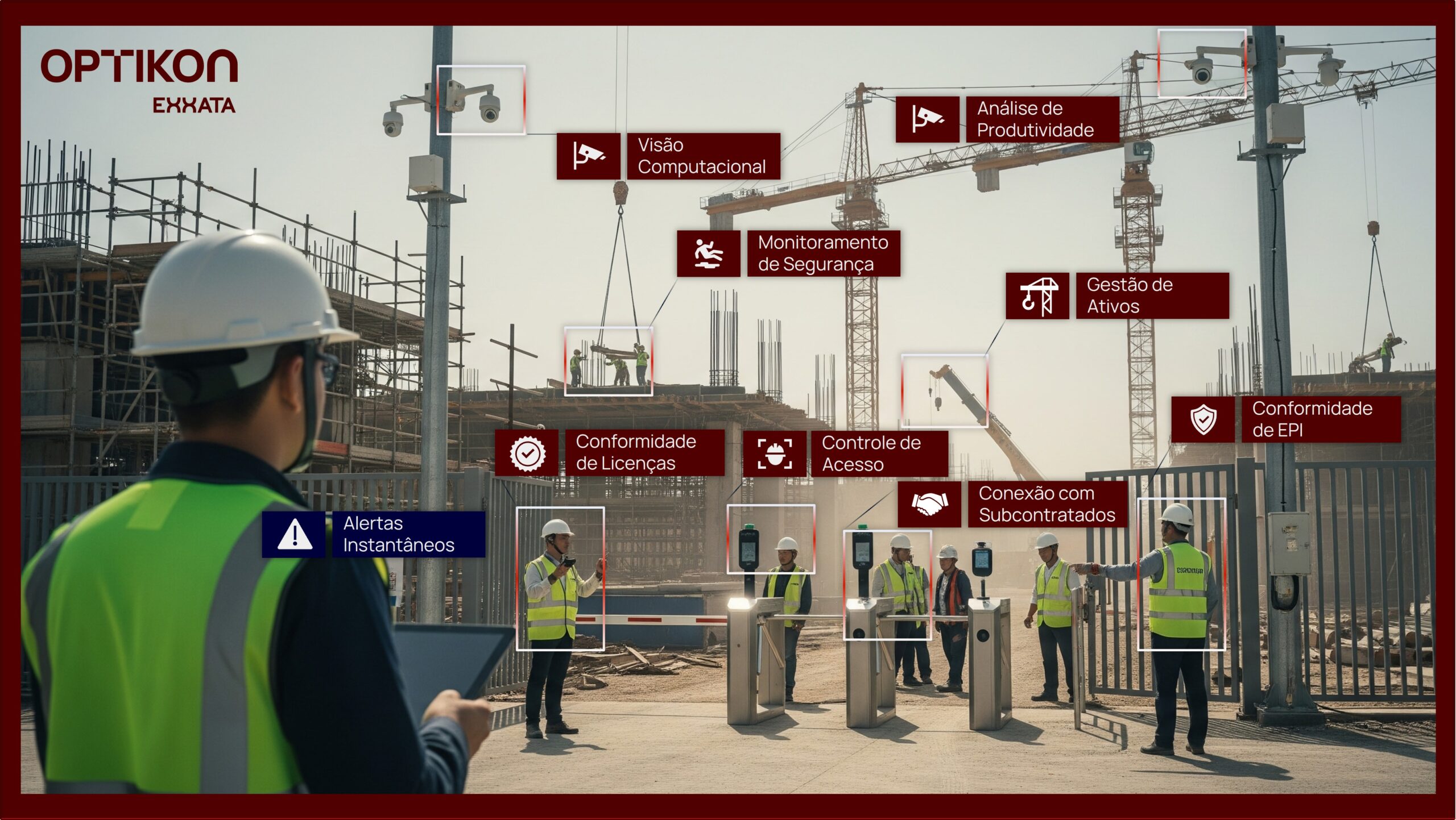 Monitoramento remoto com inteligência artificial aplicado à gestão de obras pela Optikon Exxata