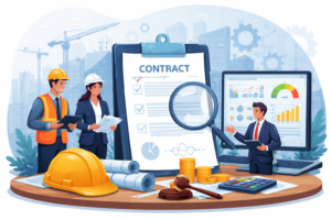 Administração contratual na engenharia com contrato, análise de riscos e profissionais da construção